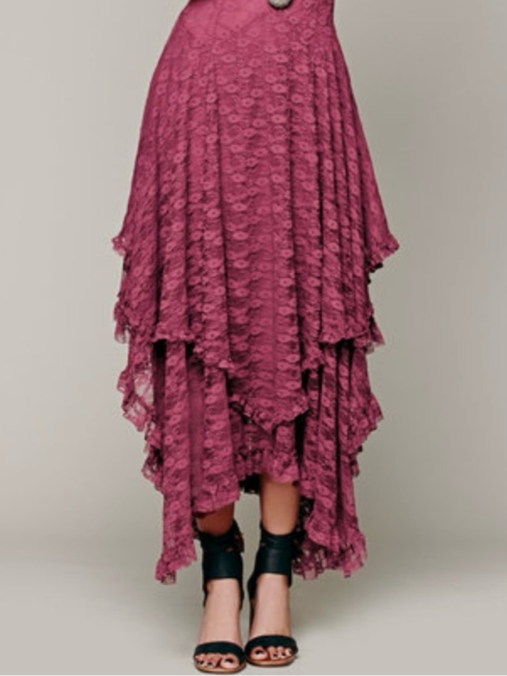 FP Intimately ‘French Courtship’ Asymmetrical Maxi Slip Dress in Red Vintage XS - Picture 3 of 13